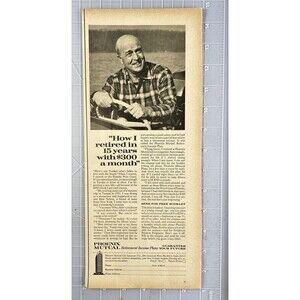 Phoenix Mutual "How I retired in 15 Yrs with $300 a Month" Vintage Print Ad 1967